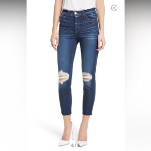 L'Agence Abigail French Slim Ripped Skinny Jeans, Dark Diamond Destruct, 26